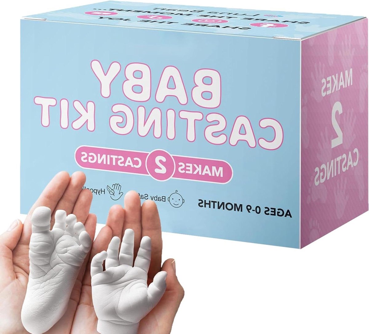Gips Afdruk Set - Baby Hand Voet - Herinneringen Maken - Stressvrije Knutselervaring - 21 x 13.4 cm - Wit
