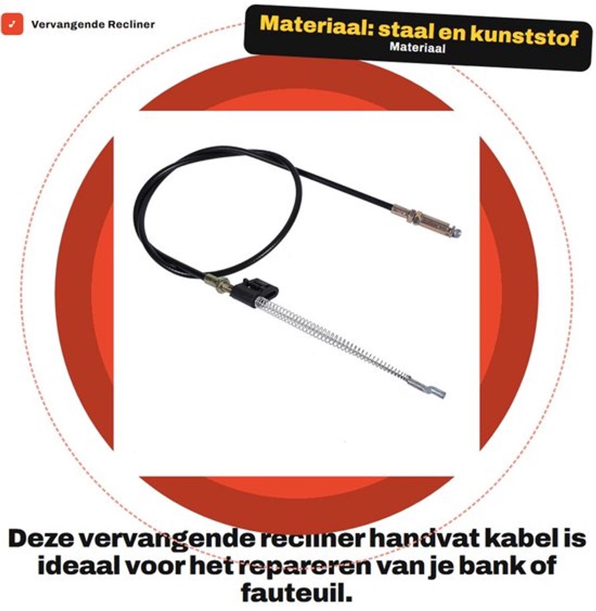 Recliner Handvat Vervangende Kabel 91,2cm - Duurzaam - Staal/Kunststof - Zwart - S Haak - Lichtgewicht - Fauteuilkabel