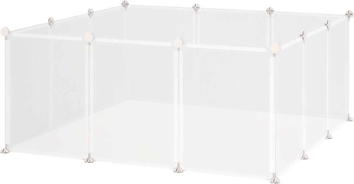 12 panelen - DIY behuizing - geschikt voor puppy's en biggen - 105 x 105 x 45 cm - wit