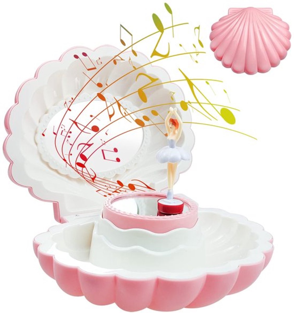 Sieradenbox met Muziek - Ballerina - Roze Schelp - Kinder Sieradenbox - Verstelbare Spiegel - Ideaal Cadeau voor Meisjes - Muziekdoos