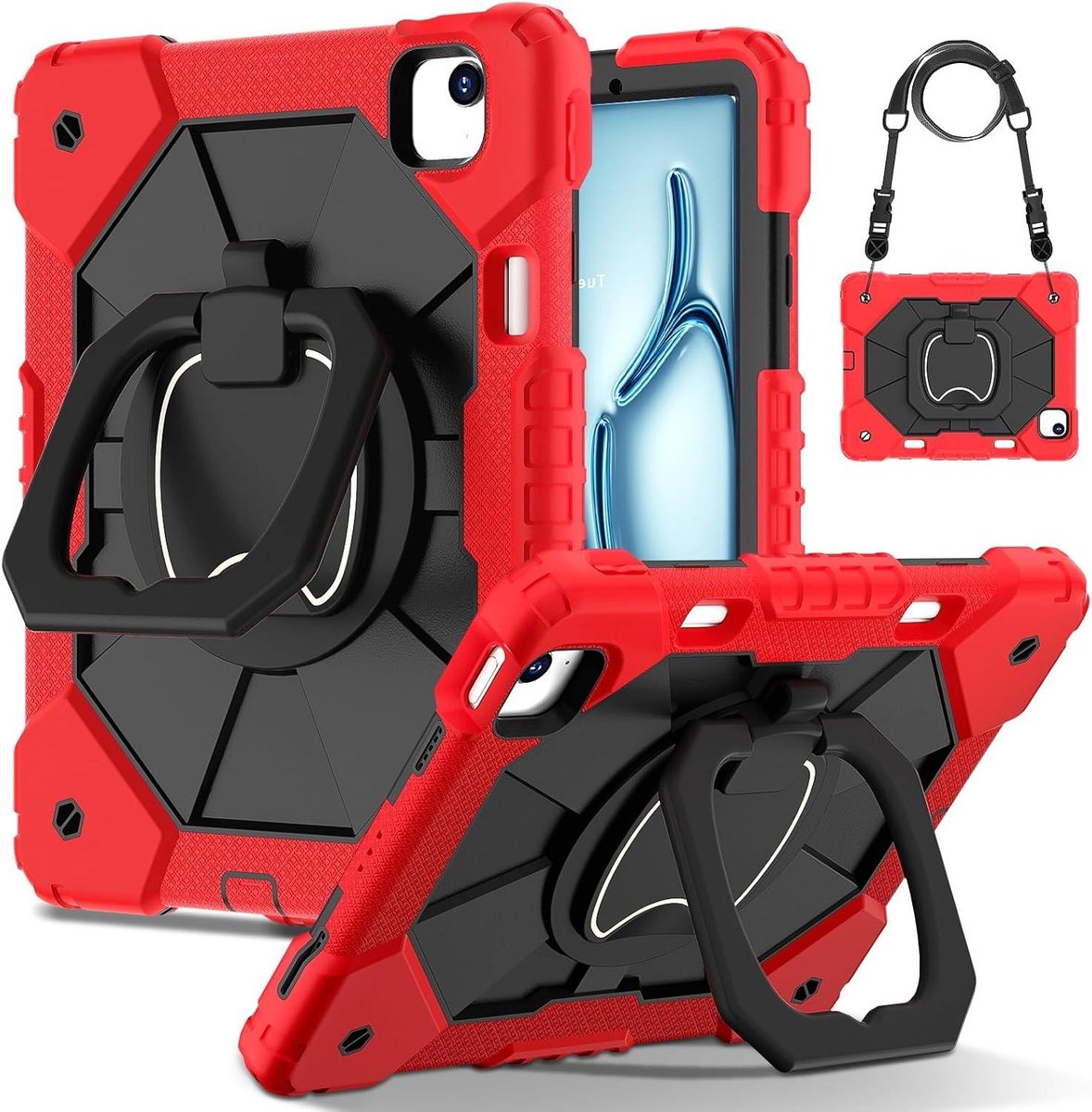 iPad Air 11 hoes - Beschermhoes tablet - Tablet beschermen - 360 graden standaard - 11 inch - Rosso