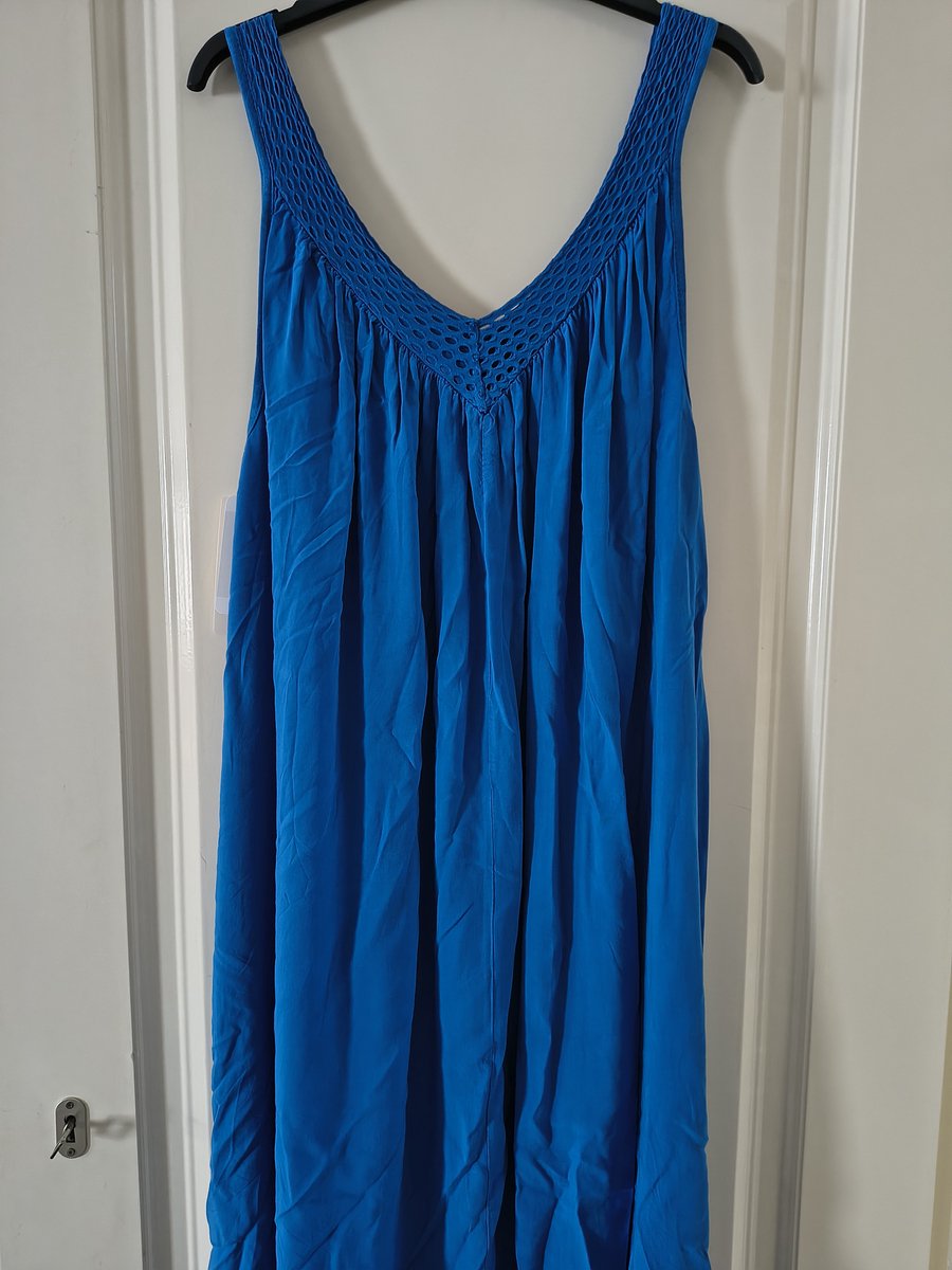 Dames midi jurk Chana-effen konings blauw royal blue-Maat L/XL-strandjurk