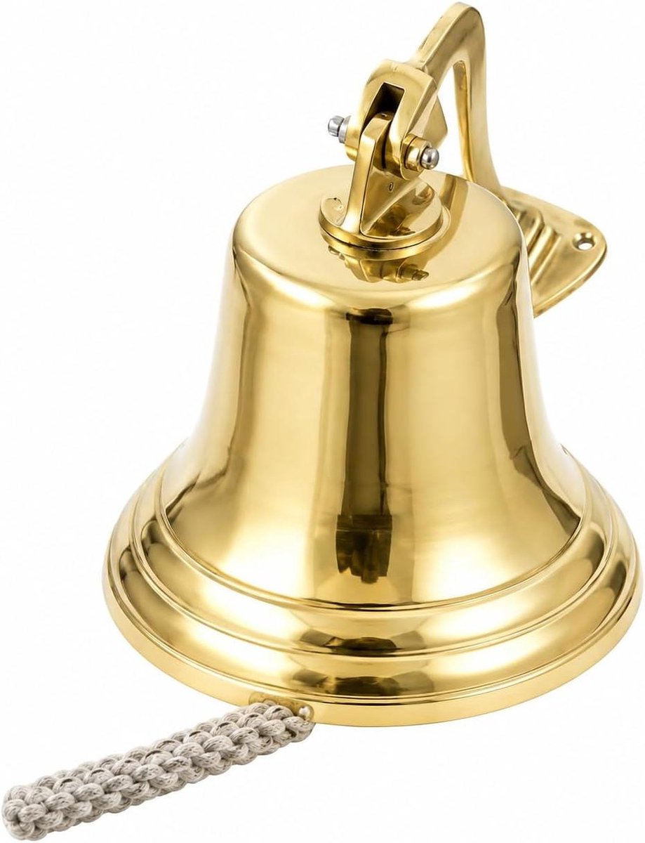 Scheepsbel Messing Gepolijst - Nautische Bel Klok - Decoratie Huis - Massief Messing Materiaal - 11 Inch Lengte - Goud