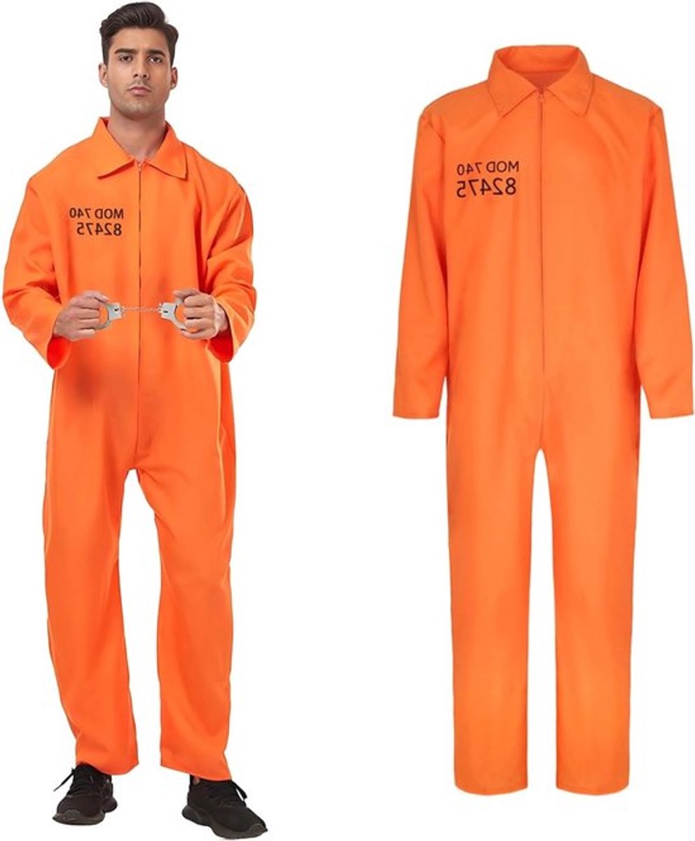 Unisex oranje gevangeniskostuum voor mannen en vrouwen - Halloween-jumpsuit voor rollenspel en feestelijkheden