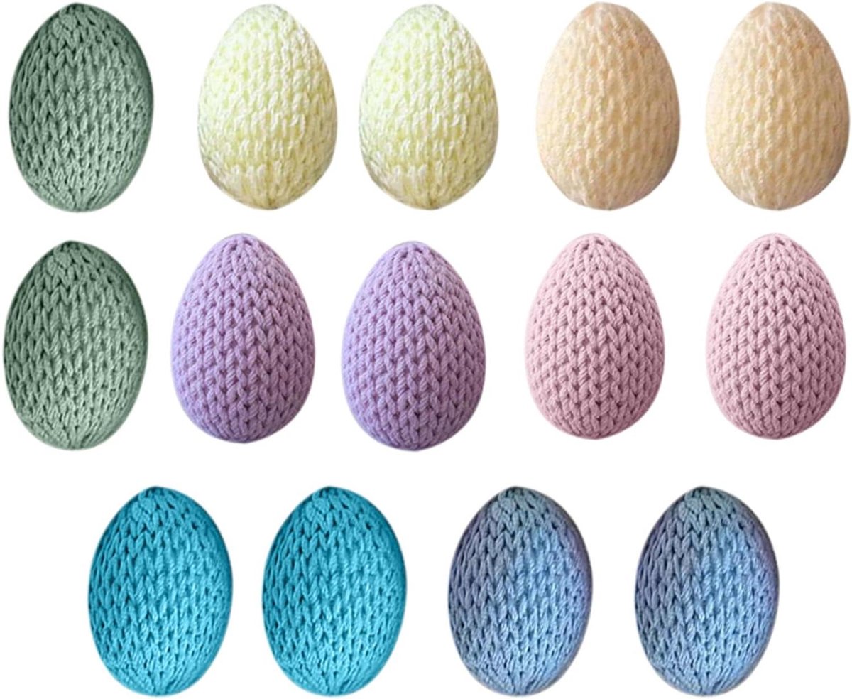 Decoratieve Paaseieren - Gehaakte Eieren Nep Eieren - Paasdecoratie - Handgebreid Design - Set van 14 stuks - Pastelkleuren