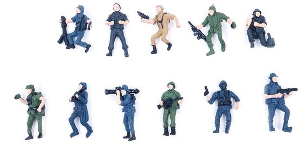 Model Trein Mensen 11Pcs - Miniatuur Figuren - Plastic Poppetjes - SWAT Uiterlijk - Lichtgewicht - Duurzaam Materiaal - Miniatuurfiguren