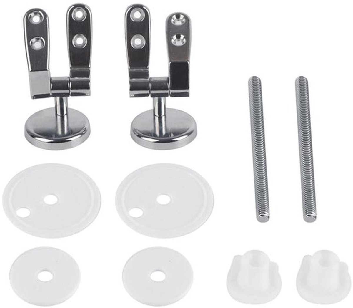 Toiletdeksel Scharnier Set - Zinklegering - Roestvrij Stalen Schroeven - Verstelbare Fittingen - Nylon Bevestigingsmoeren - Zilverkleurig Oppervlak - Toiletbril