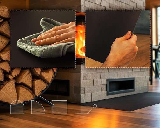 Kachelplaat Open Haard - Vloerbescherming Haard - Bescherming Vloer - Gepoedercoat Staal - 100x80 cm - Zwart — afbeelding 5