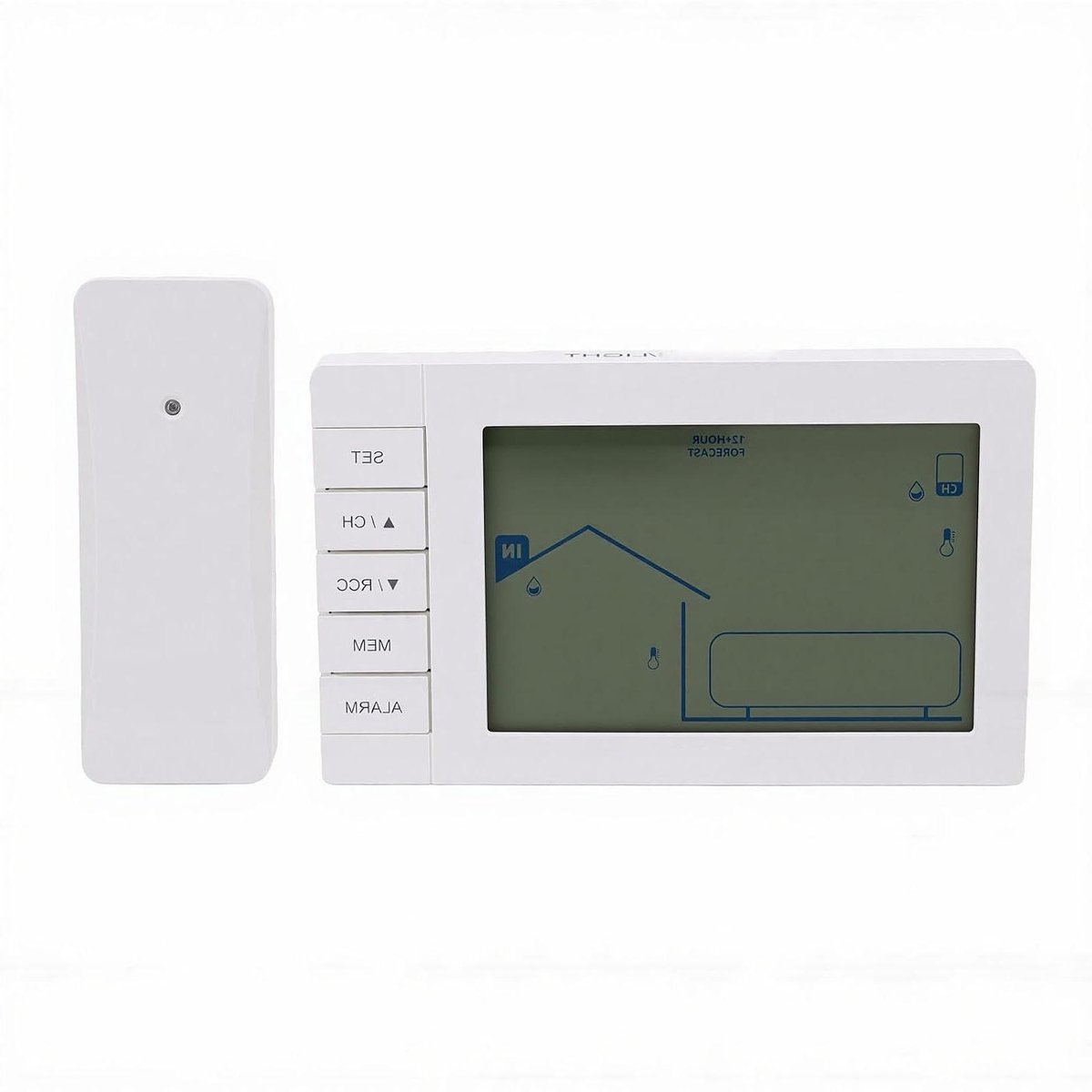 Weerstation met Sensor - Binnen Buiten Thermometer - Weersvoorspelling Thuis - Draadloze Afstandsbediening - 100m Bereik - Wit