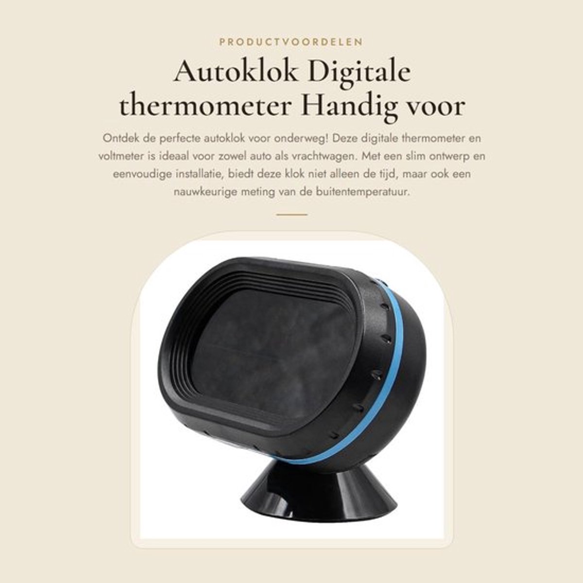 Autoklok - Digitale thermometer - Handig voor auto en vrachtwagen - Compact formaat - Voltmeter - Buitentemperatuur indicator - Geschikt...