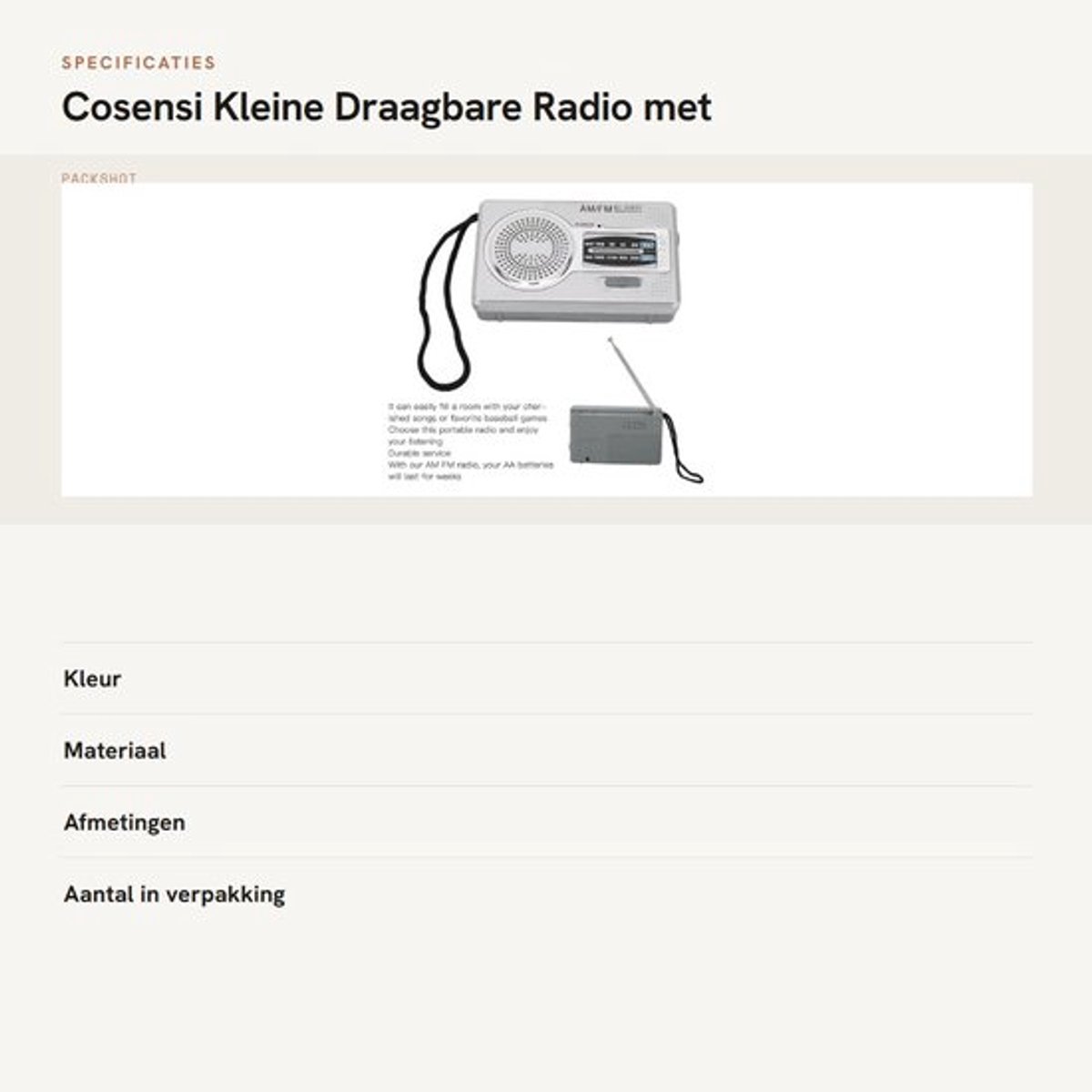 Draagbare Radio - Mini Transistor - FM/AM - 5W Luidspreker - 9,5 x 6 x 2,2 cm - Geschikt voor Noodgevallen - Transistorradio