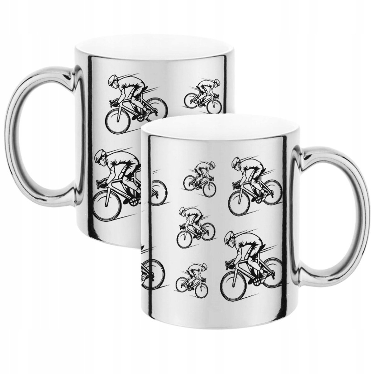 Zilveren Glanzende Mok 330ml - Perfect Cadeau voor Fietsliefhebbers