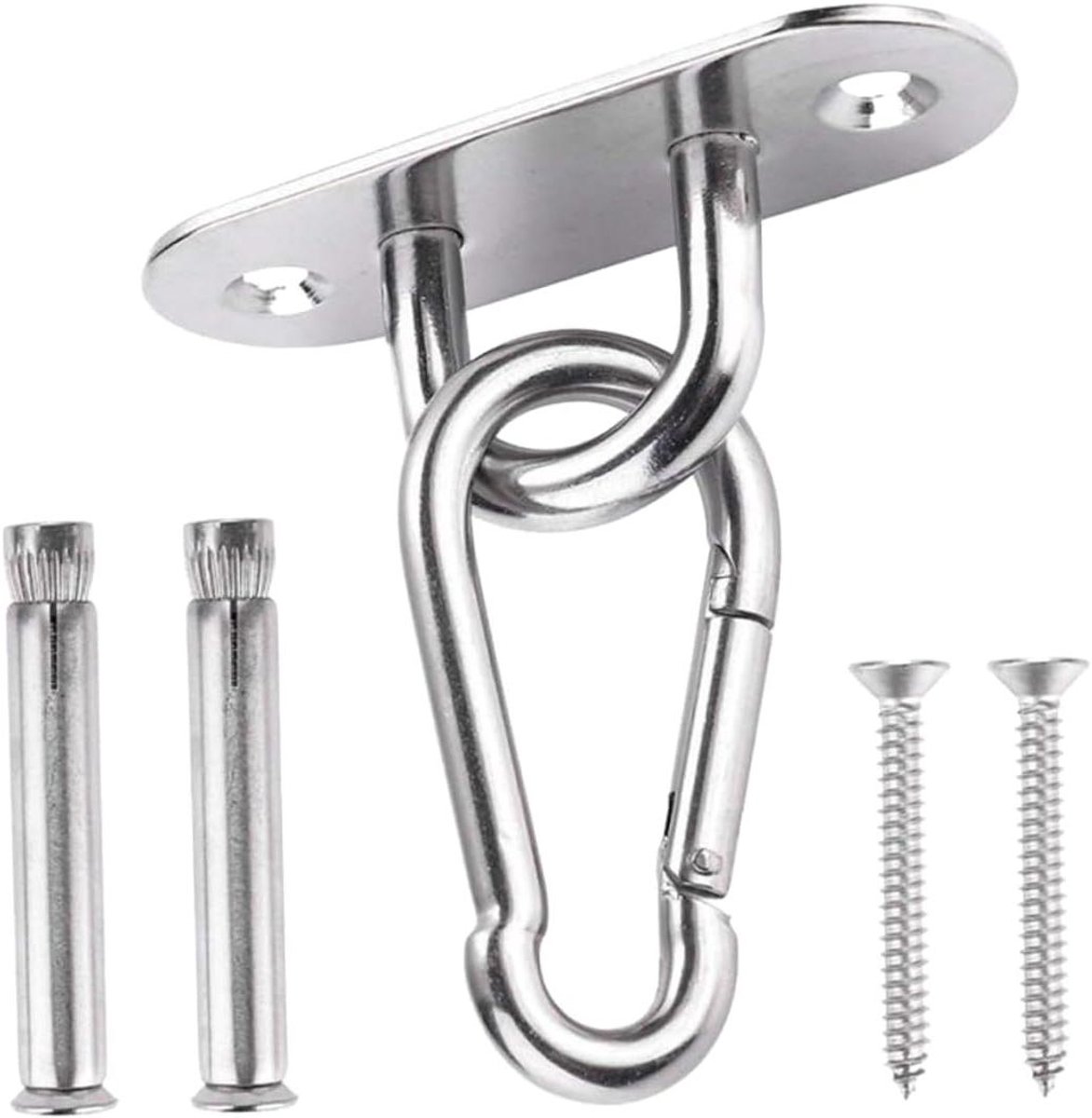 Plafondhaken Set - Hangmat Ophangset - Hangstoelen Ophangen - 360 Graden Rotatie - 10 x 8 x 3.6 cm - Wit