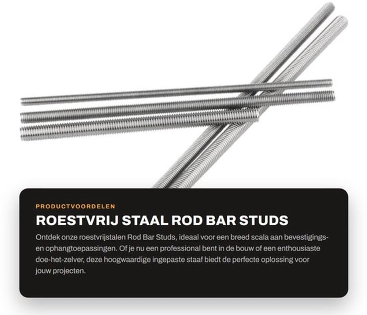 Rod Bar Studs M8x140mm - Roestvrij Staal - Draadstang - Dubbele Eind - Slijtvast - Corrosiebestendig - Hoogwaardige Kwaliteit