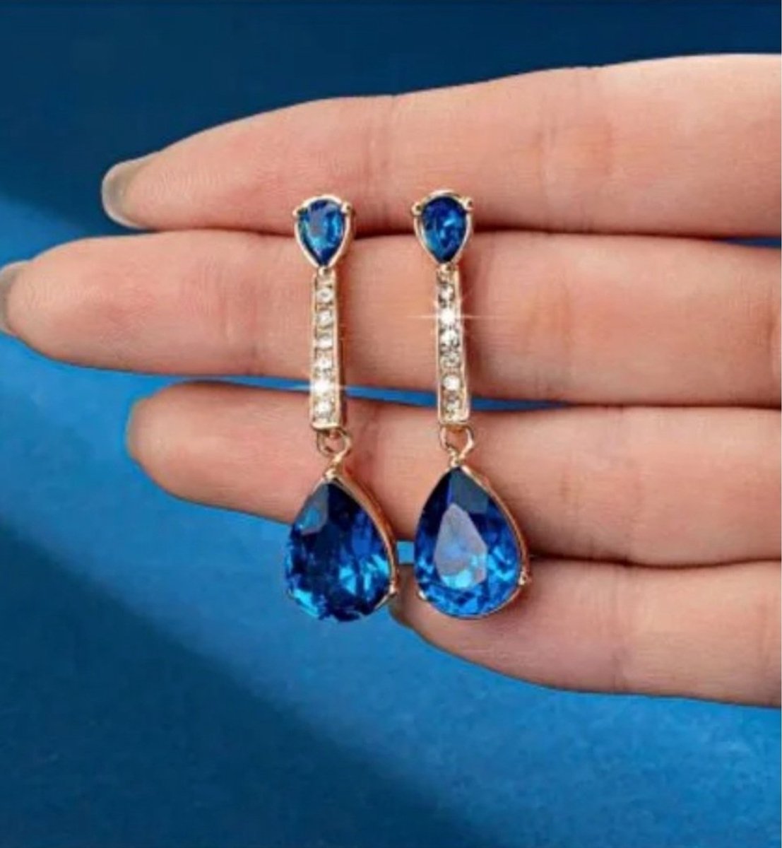 Oorbellen goudkleurig/blauw | Oorbellen | Blauw