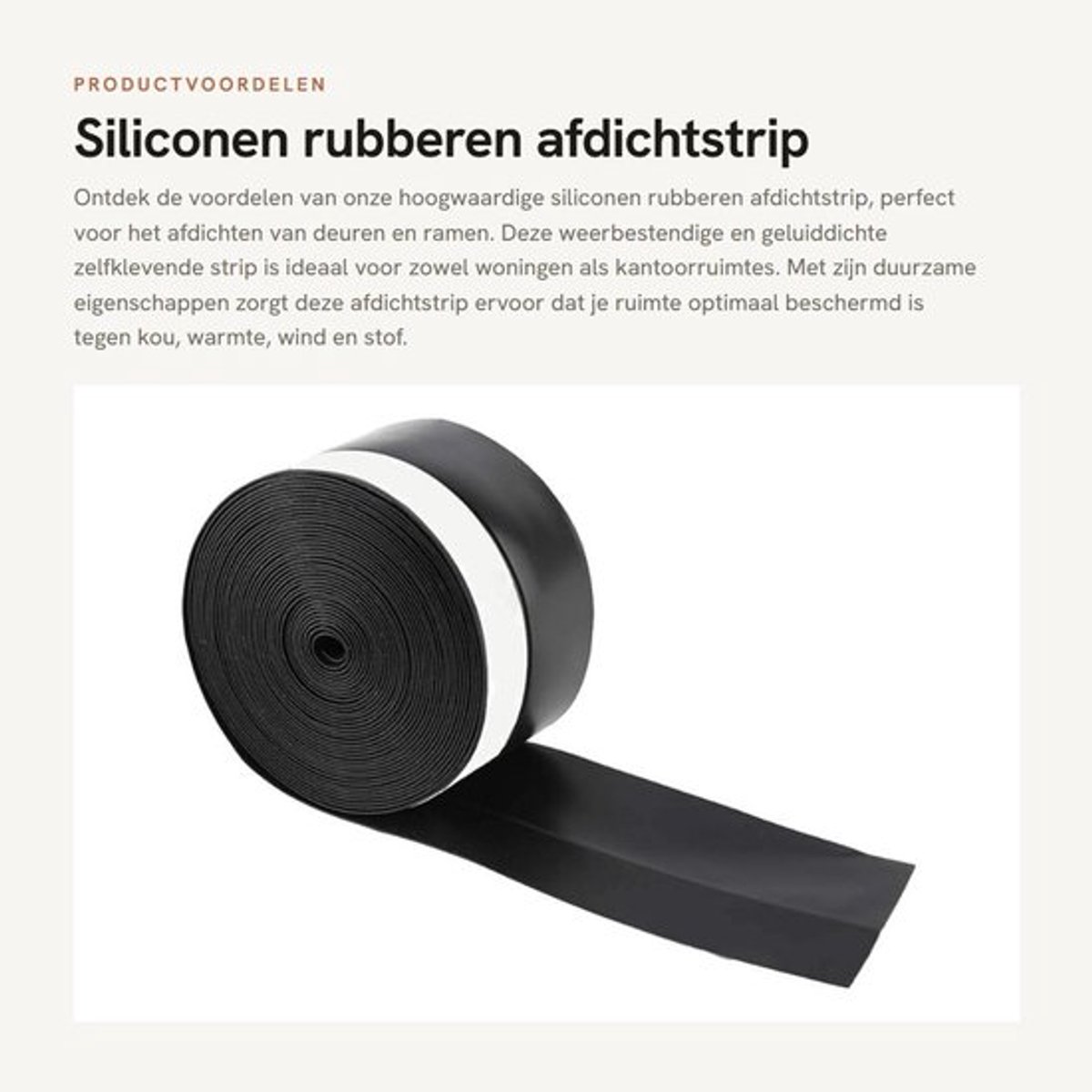 Afdichtstrip Hoogwaardig Siliconenrubber - Zelfklevend - Weerbestendig - Geluiddicht - Instelbare Lengte 5 Meter - Duurzaam - Weerstrip