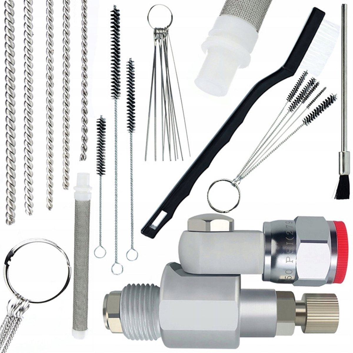 Rosfix CleanShot Klep Spuitaccessoire Set - Reinigingsborstels 5st - Vingerfilter 60 Mesh