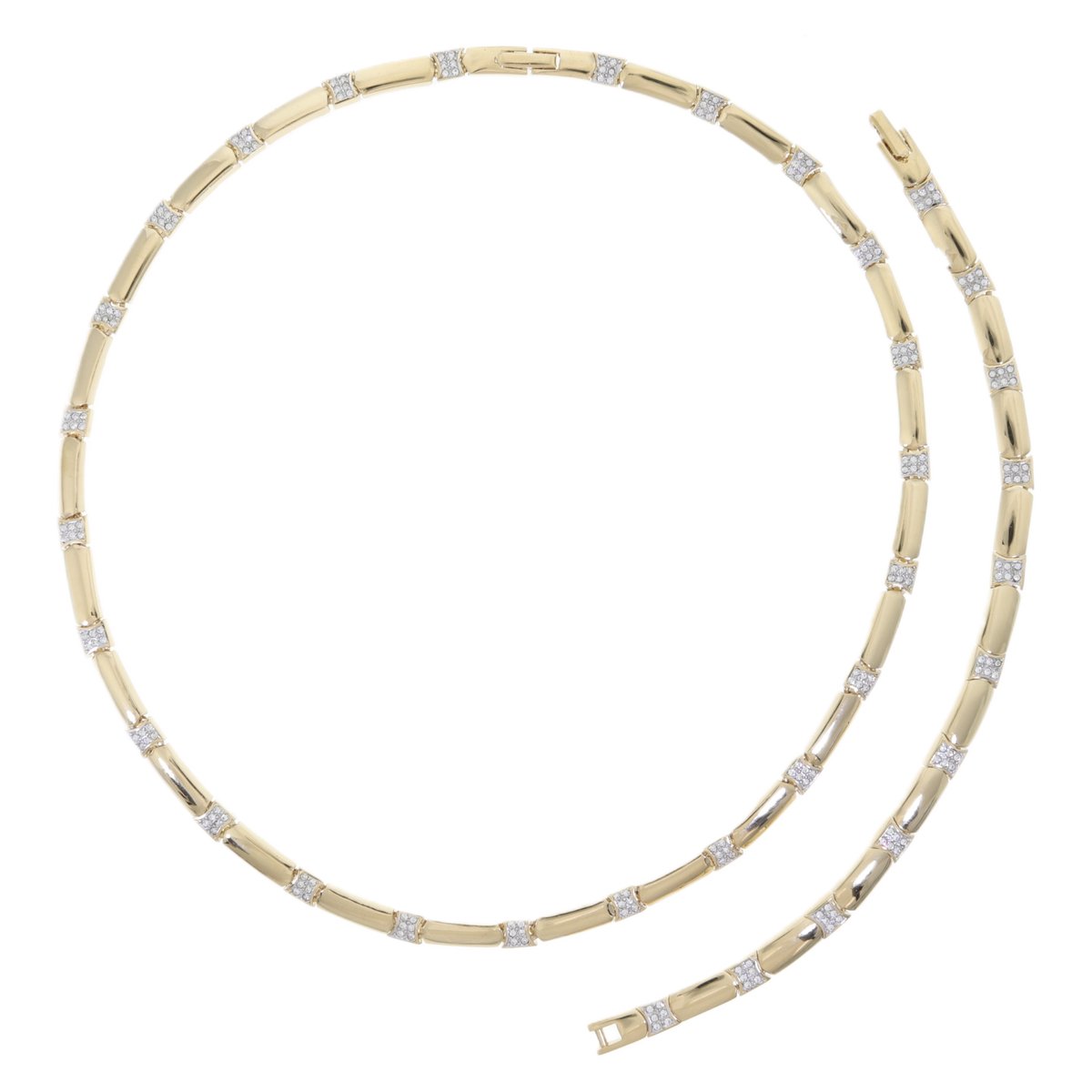 Goudkleurige sieradenset dames ketting armband – cadeau vrouw – nikkelvrij – Oostenrijks kristal – geschenkverpakking