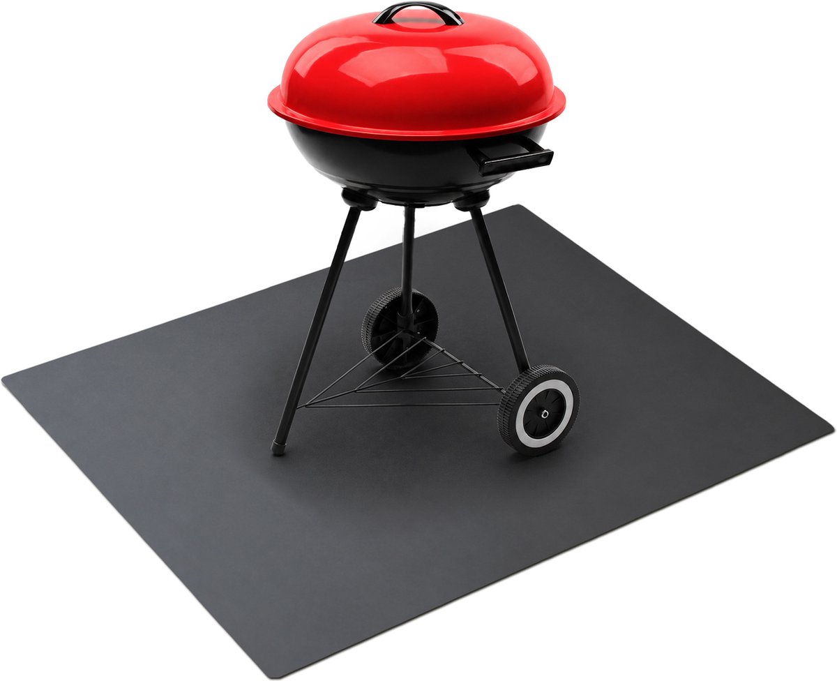 ArtPrintCave Mat Zwart Staal BBQ grondplaat - 100x80 cm - Rechthoek - Metalen barbecue onderlegger - Stalen barbecue onderlegger - Hittebestendige barbecue onderlegger