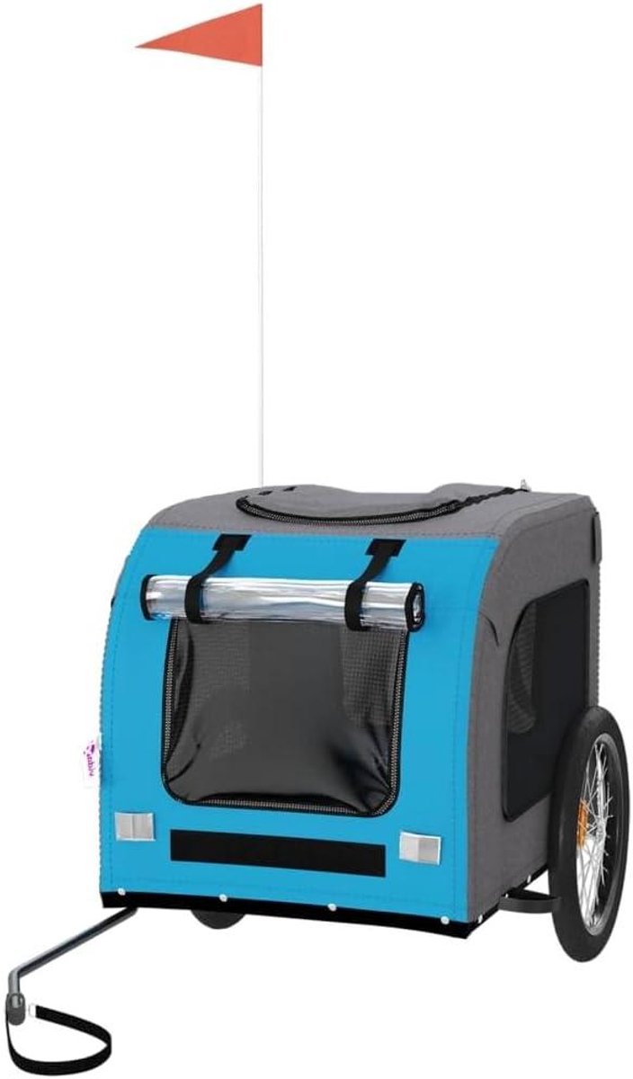 Hondenfietskar - Reisaanhanger - Veilig Vervoer - Waterdicht Oxford Doek - 69 x 133.5 cm - Blauw Grijs