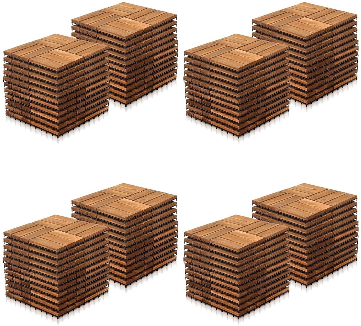 Houten Terrastegels - Vloerbedekking Buiten - Buitenruimte Aankleden - Kliksysteem Drainage - 30x30cm 88 Stuks - Bruin