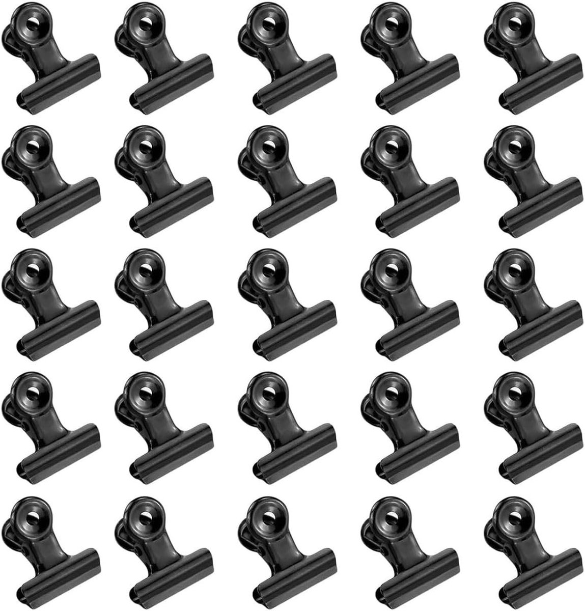 Kleine zwarte bulldog clips, 25 stuks metalen klemmen voor papieren, geld en documenten, ideaal voor kantoor, winkels en thuisgebruik (22mm)