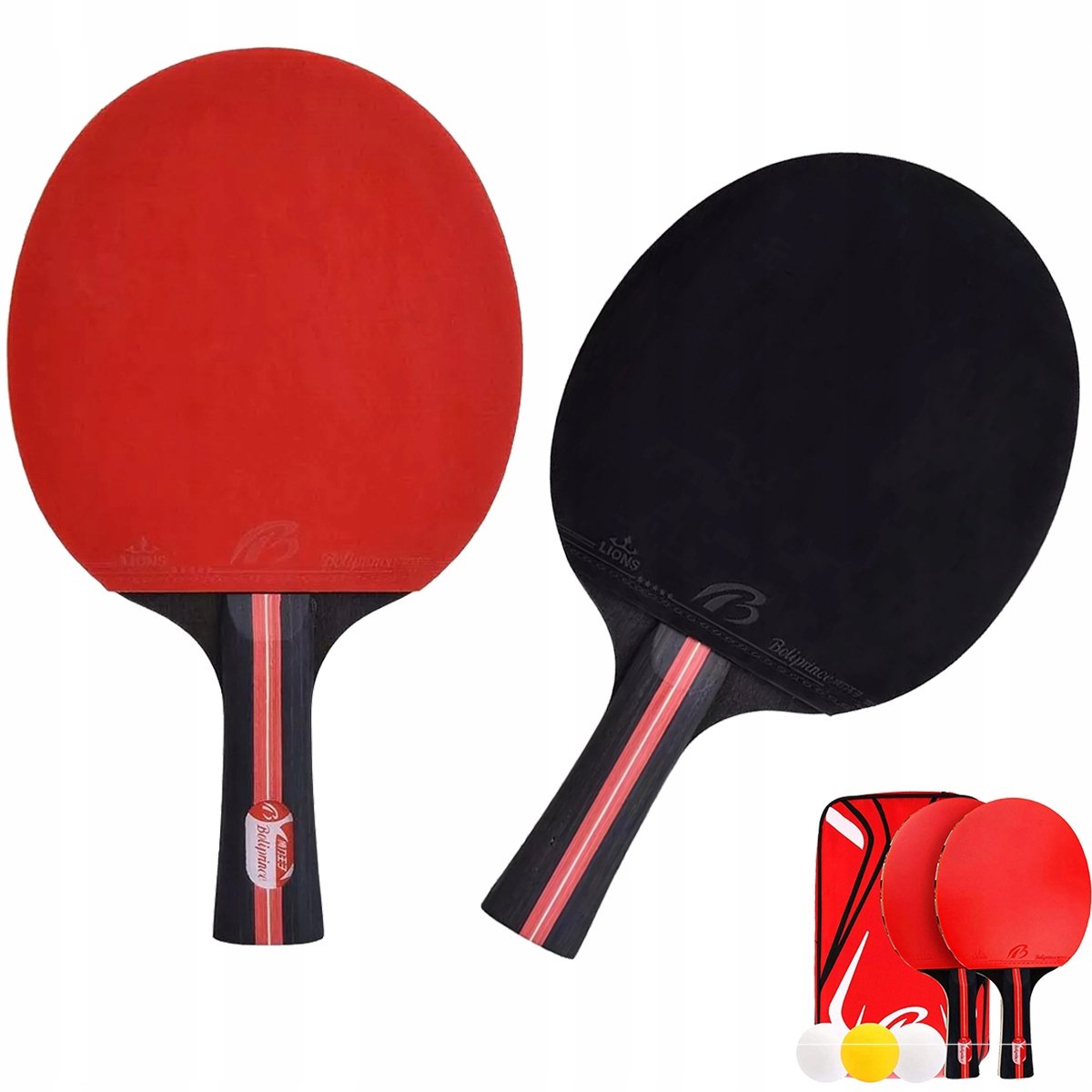 Dubbel Tafeltennisbatjes Set met 3 Balletjes
