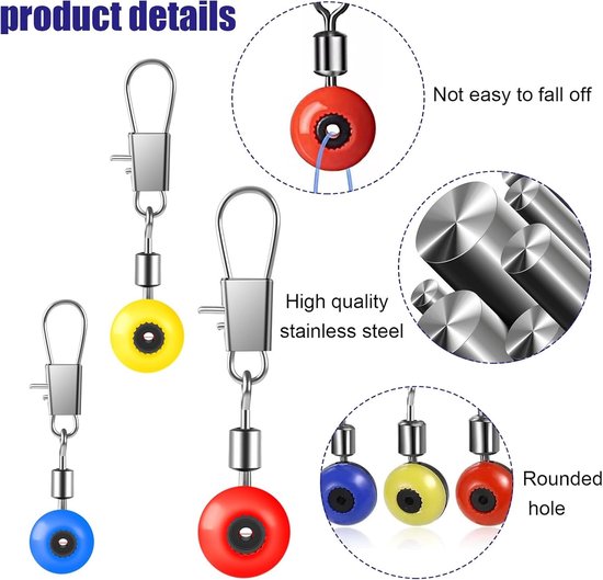 60 Stuks Vissersverbindingen, Hengelverbinding met Draai, Carabiner en Swivel Clips voor Optimaal Vissen, 3 Maten Beschikbaar — afbeelding 2