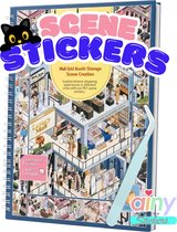 Ainy - Scene 3D Stickerboek Blauw L | Inclusief Pincet | Set van 8 Achtergronden 20x28cm met PET Stickers | Supermarkt Therapie miniatuur sticker | Creatief & Rustgevend vakantieboek | Stickervellen voor volwassenen en kinderen