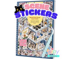Ainy - Scene 3D Stickerboek Blauw L | Inclusief Pincet | Set van 8 Achtergronden 20x28cm met PET Stickers | Supermarkt Therapie miniatuur sticker | Creatief & Rustgevend vakantieboek | Stickervellen voor volwassenen en kinderen