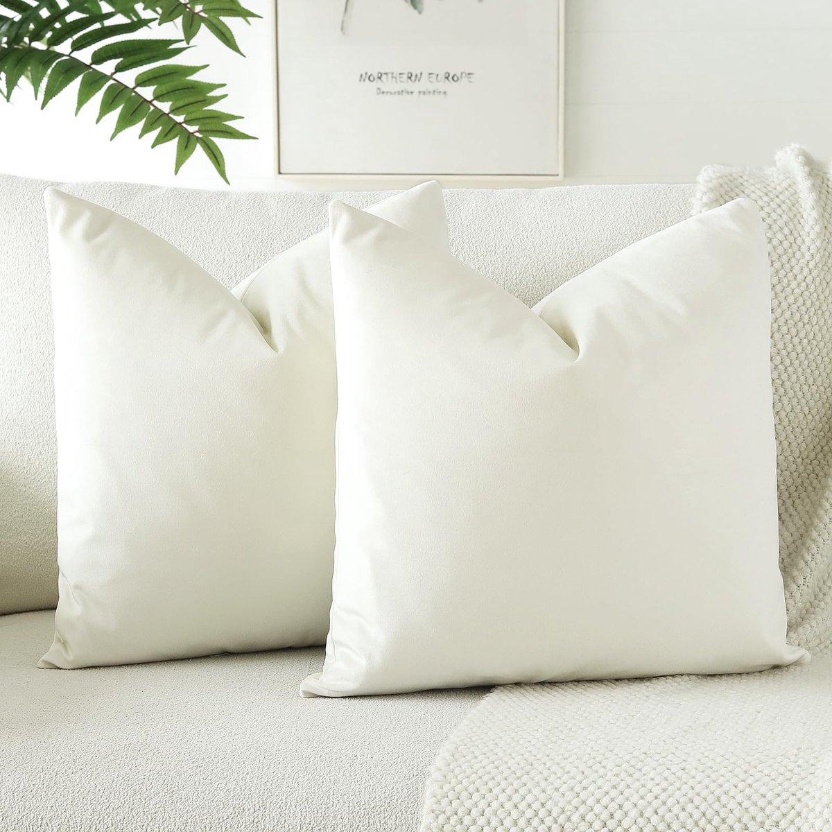 Set van 2 Samt Kussenhoezen 40x40 cm Beige voor Sofa en Bed