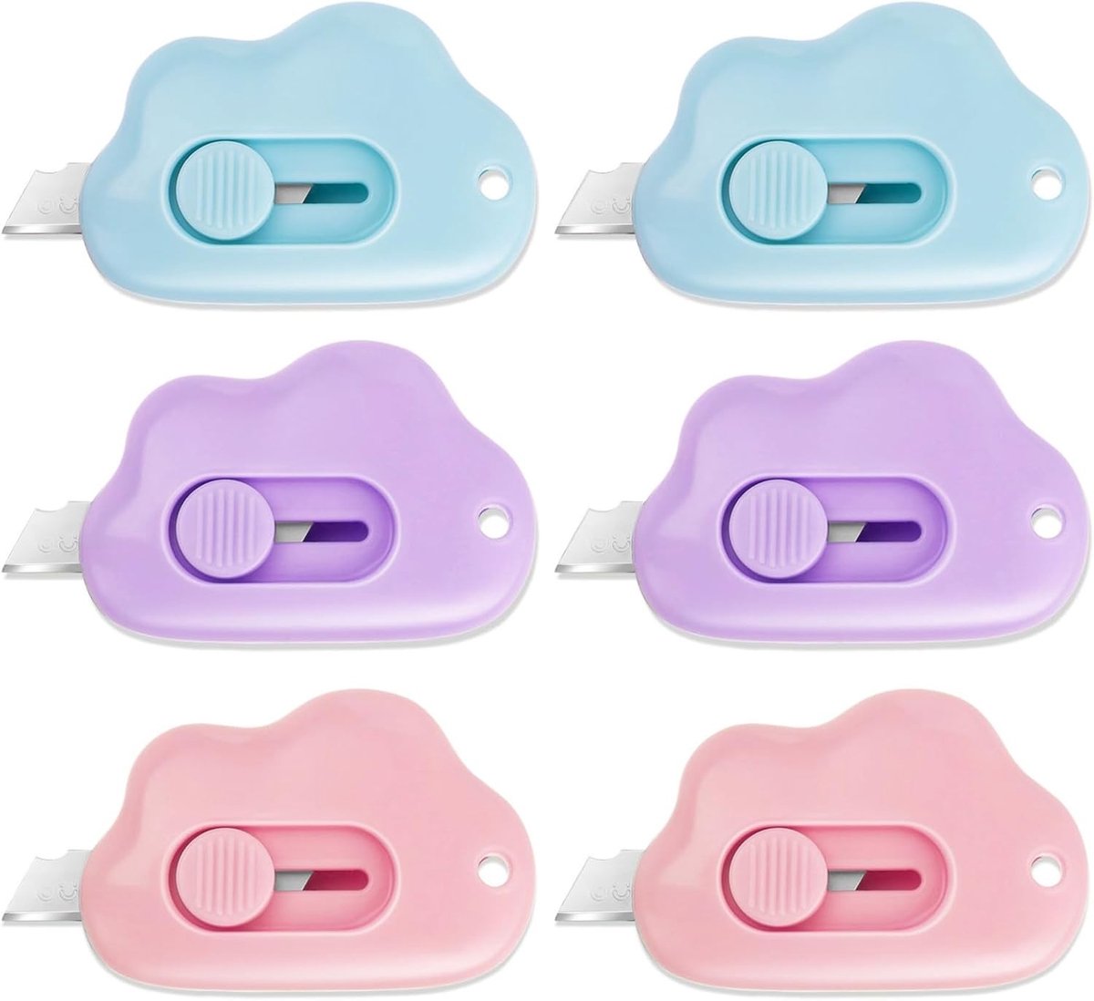 Set van 6 Mini Cutter Messen - Cloud Vormige Handige Dozen Snijder voor Karton en Papier