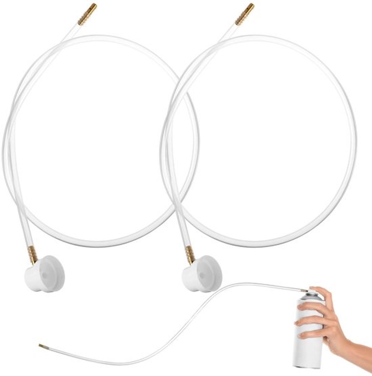 Sproeikop 360° - Verlengslang - Set van 2 - Kunststof - Veelzijdig inzetbaar - Maximale lengte 60 cm - Spuitmond