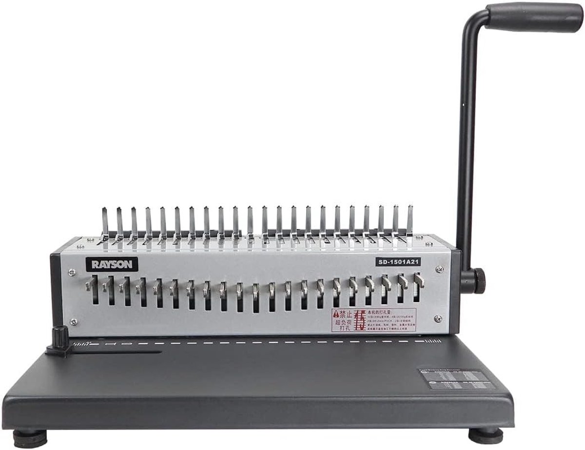 Plastic Comb Binding Machine met 21 Gaten, Perforeert 12 A4 Pagina's, Binds tot 200 Pagina's, Duurzaam en Inclusief Binding Materialen