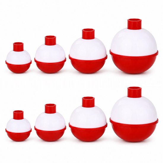 S&D | Dobbers Rood/Wit – 8 Stuks – 4 Maten – Push-Button Floats Visdobbers