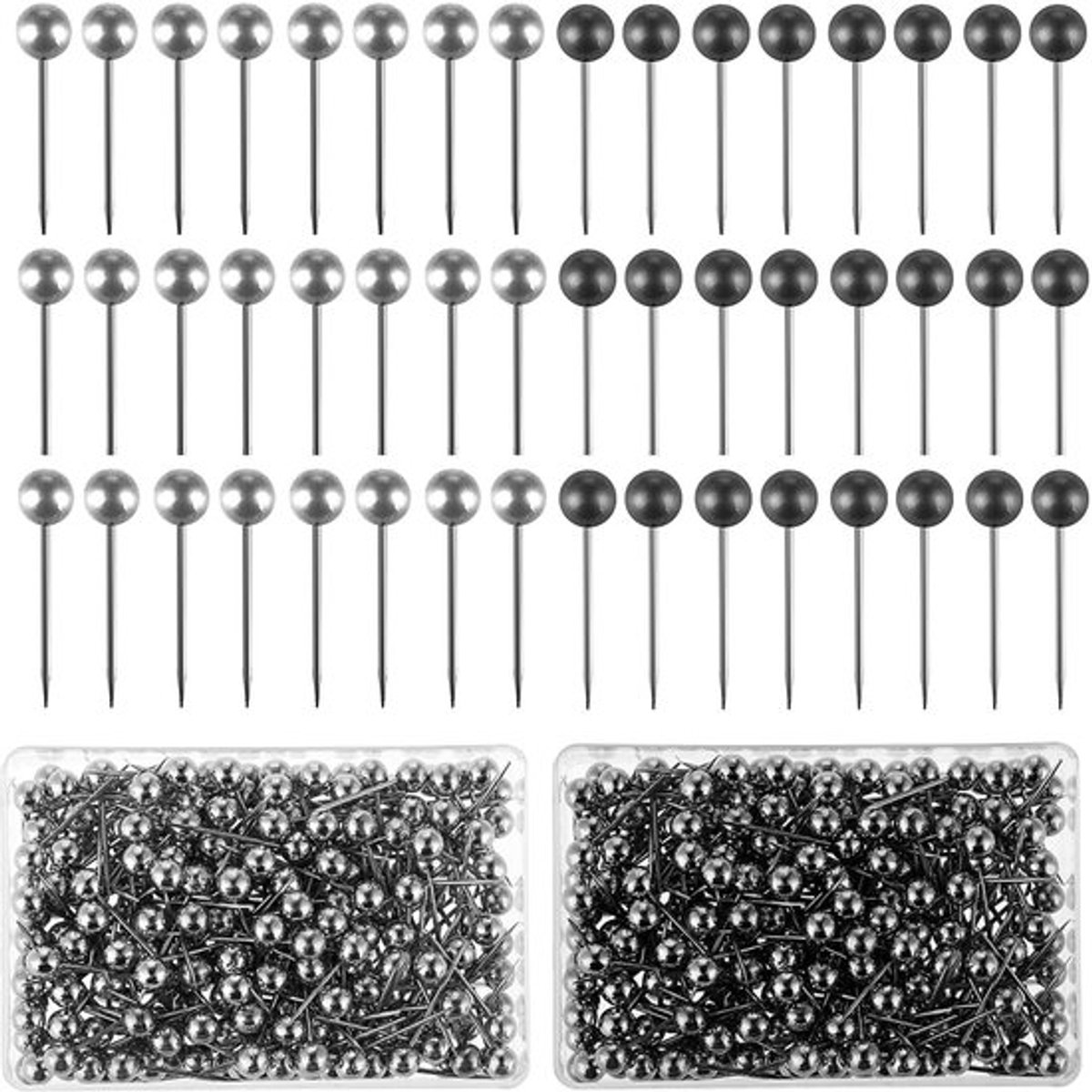 Pushpins 400 Stuks - Zwart/Goud/Zilver - Duurzaam PVC & Staal - Kantoor - Prikbord - Elegante Metallic Kleuren - Punaises