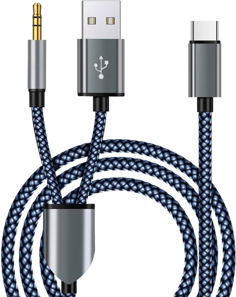 SnelShoppen - USB Type C naar 3.5mm Jack Hoofdtelefoon Stereo Kabel - Audio Aux & Opladen voor Smartphones, Auto, Universeel - Compatibel met Meeste U