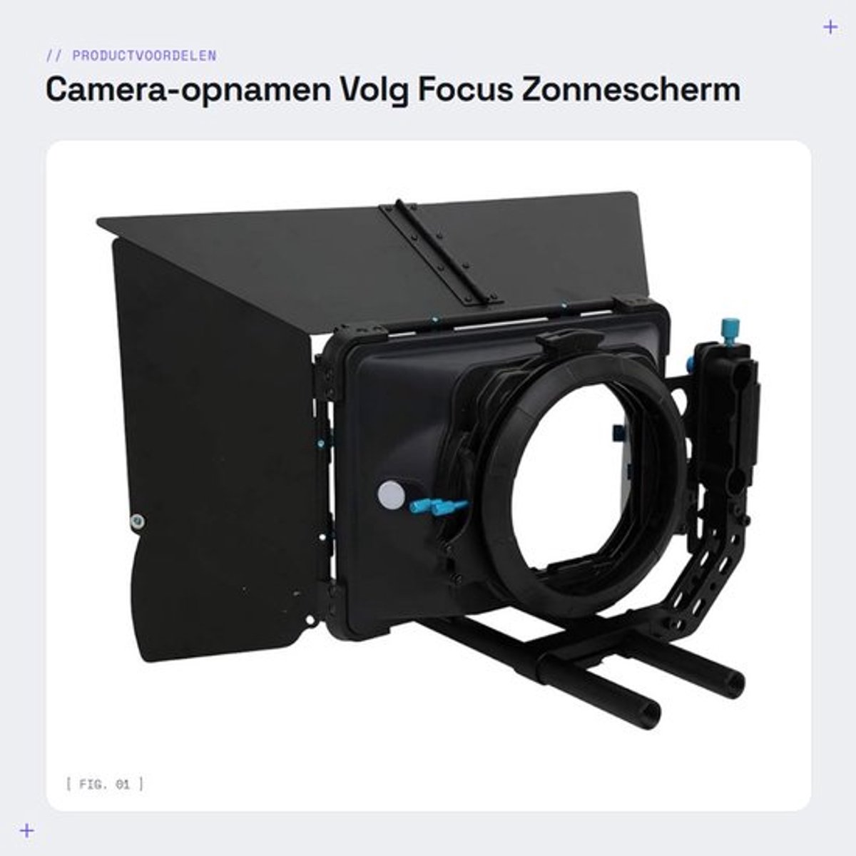 Matte Box Professionele Wegklapbaar - Fotografie Accessoire - Verstelbare Zijschommel - Filterformaat 76/86/103 mm - Lichtgewicht Kunststof - Compatibel met A7/5D/FS-serie - Filmaccessoire