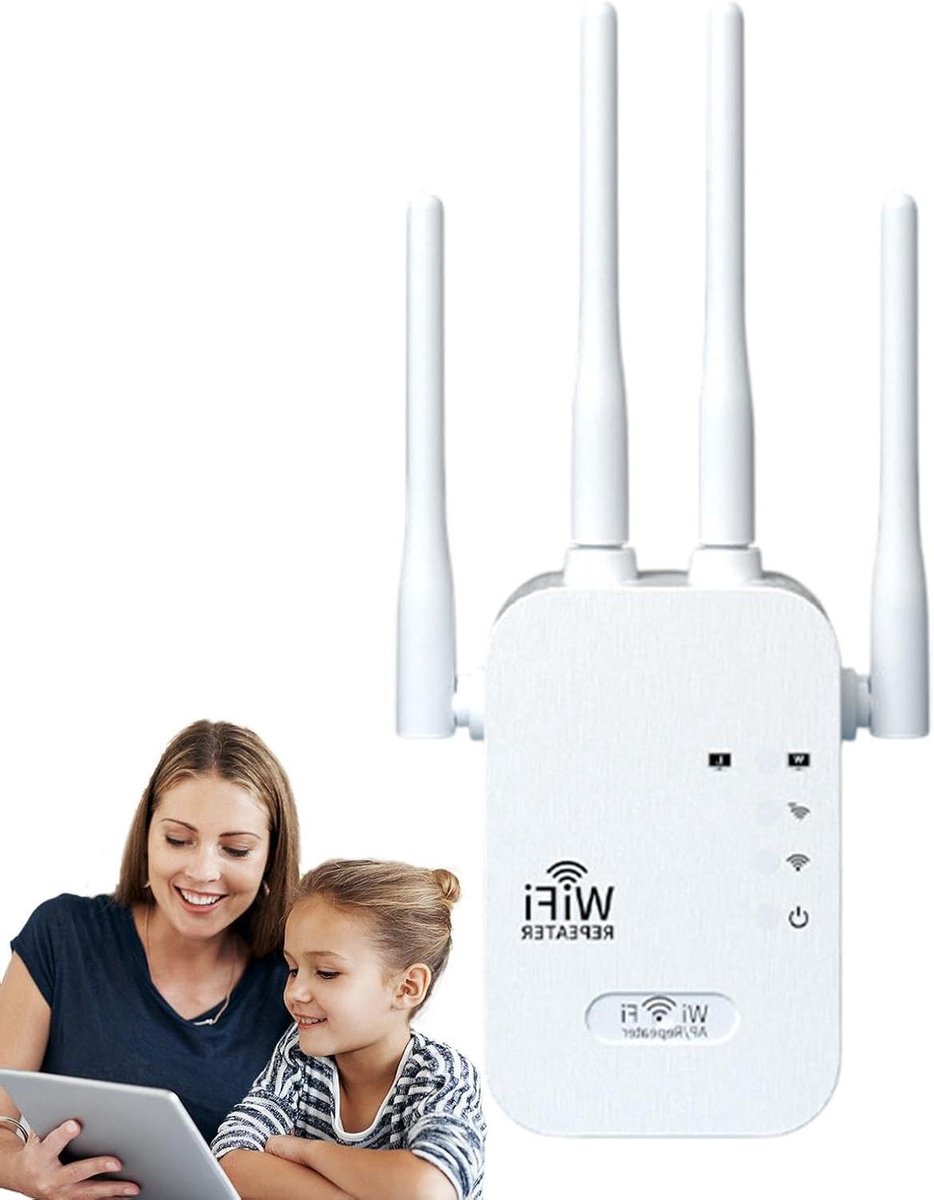 Wifi Versterker - Internet Booster - Draadloos Netwerk - Dual Band 1200Mbps - 18 x 5.5 x 3.3 cm - Wit