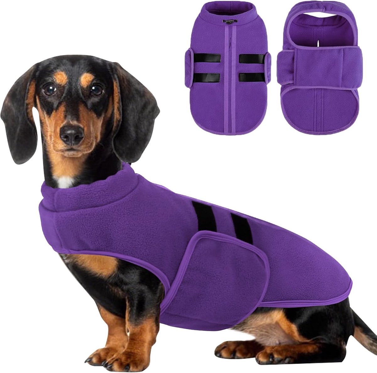 Hondenbadjas maat l - Paars - Fleece Hondenjas - Warme Wintertrui voor Middelgrote Honden