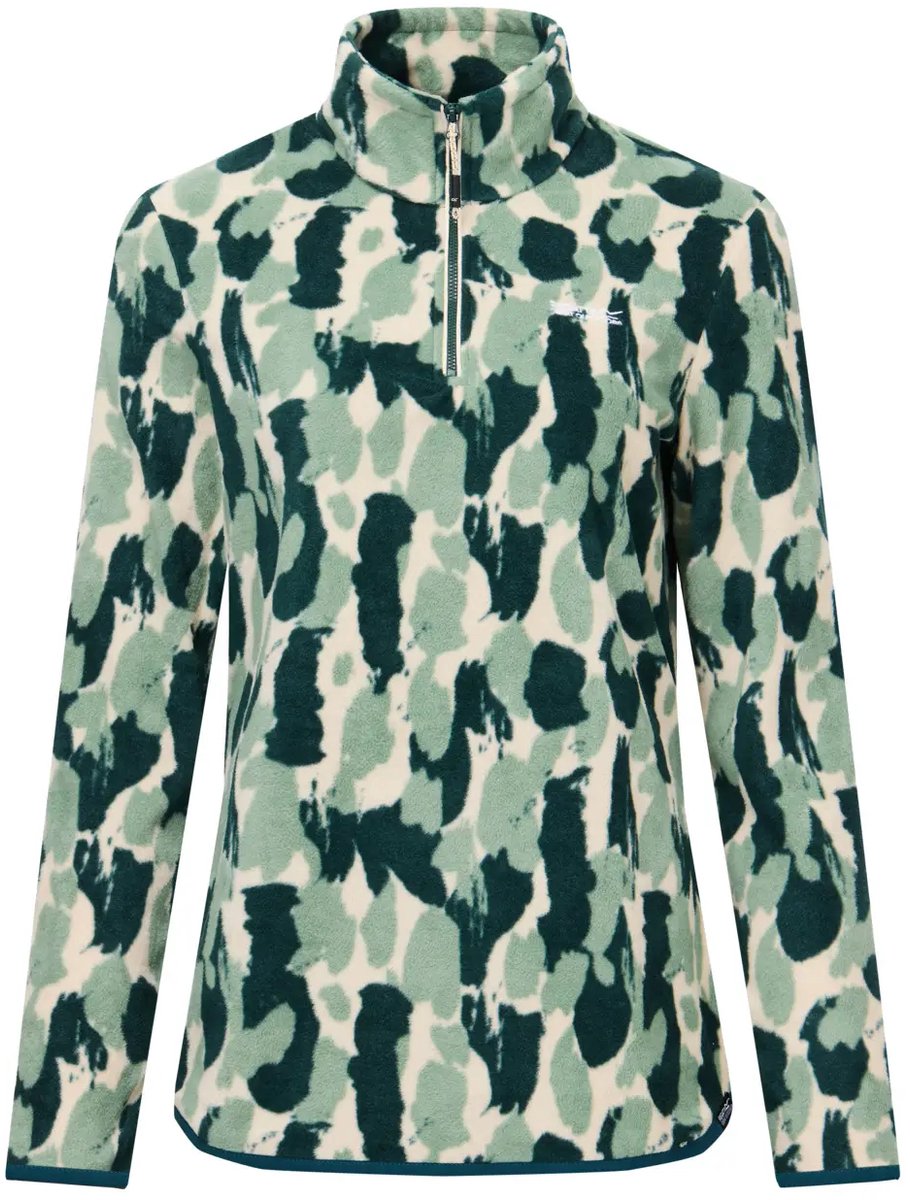 Dames 1/4 zip fleece Regatta Margot Deep Pine Brushstroke Camo Print