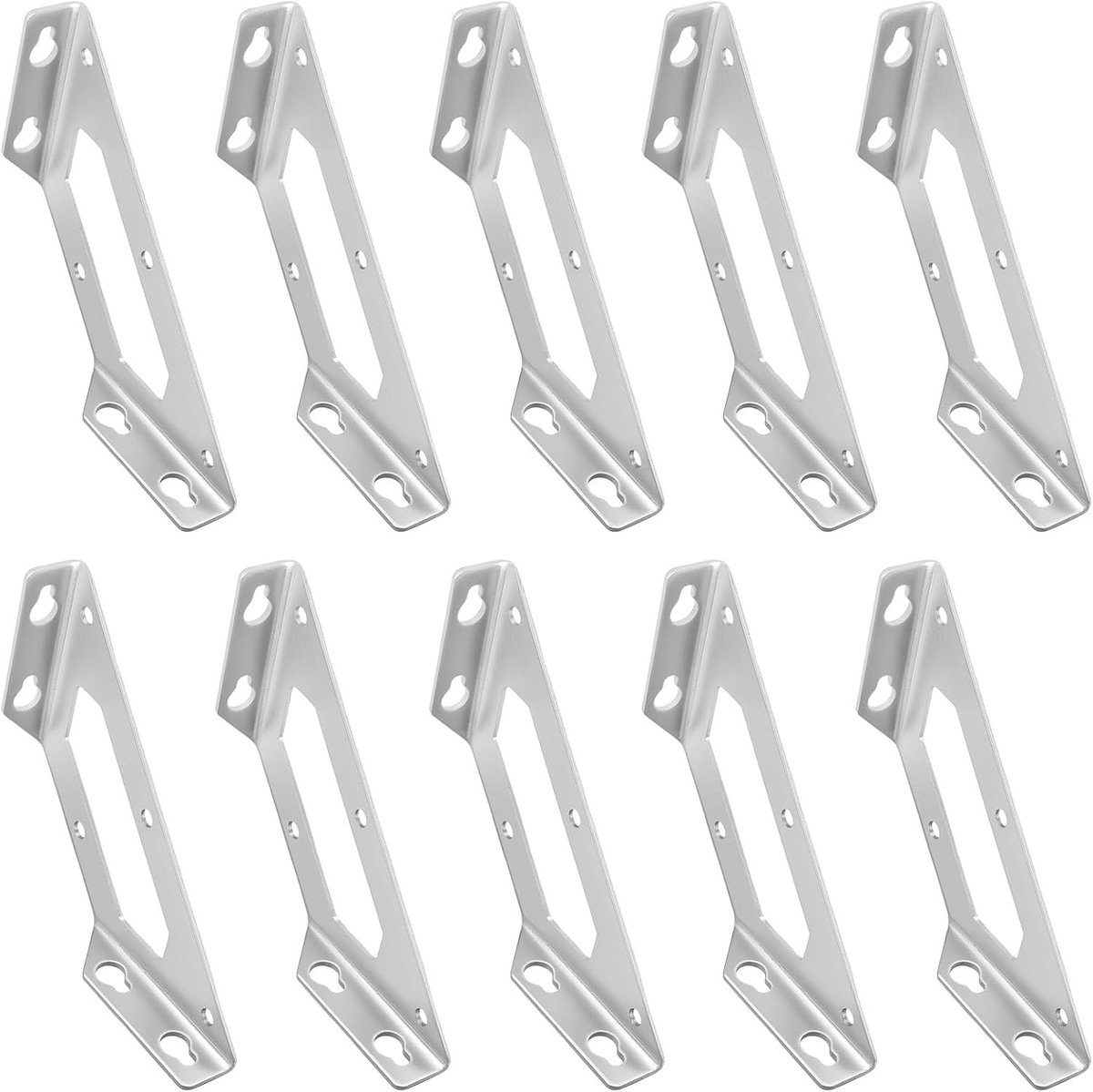 Hoekijzers - Zilver - 14,5 x 5 x 4,5 cm - Roestvrijstalen Driehoekige Meubelverbindingen - Voor Versterking van Houten Meubels