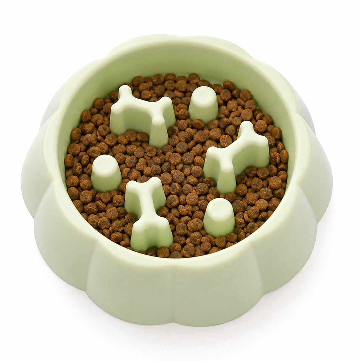 Ulisem - Slow Feeder Hondenbak – Anti Schrokbak voor Honden & Katten – Langzaam Eten Voerbak – Antislip Eetbak voor Kleine en Middelgrote Honden – Groen