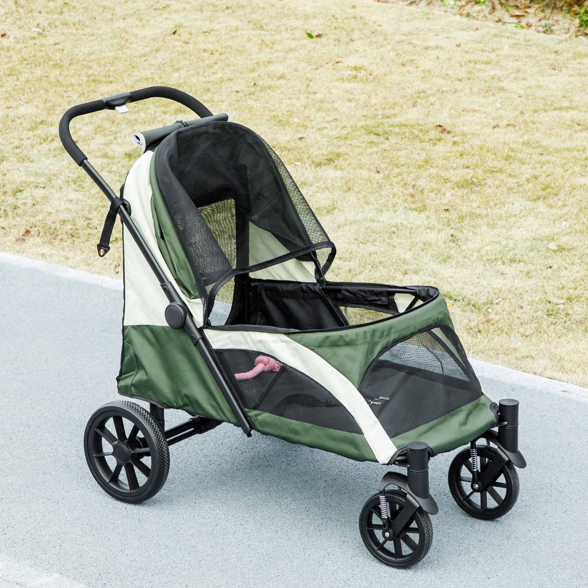 COVREO Hondenbuggy 93 x 67 x 100 cm donker groen polyester, opvouwbaar
