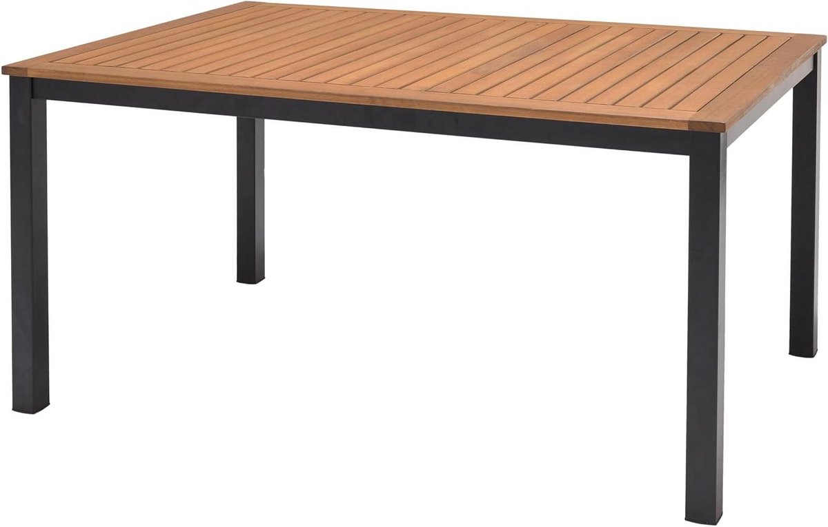 Buiten Bistrotafel - Tuin Tafel Aluminium - Terras Gebruik - FSC Gecertificeerd - 137 x 90 cm - Naturel/Zwart