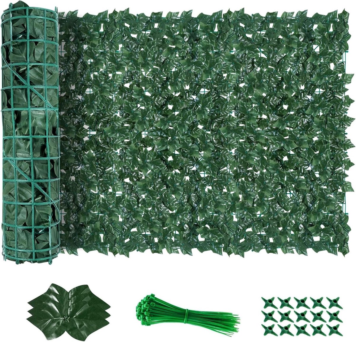 Kunstheg - Groen - 100 x 600 cm - Kunstmatige Klimop met Zoete Aardappelbladeren - Voor Binnen en Buiten