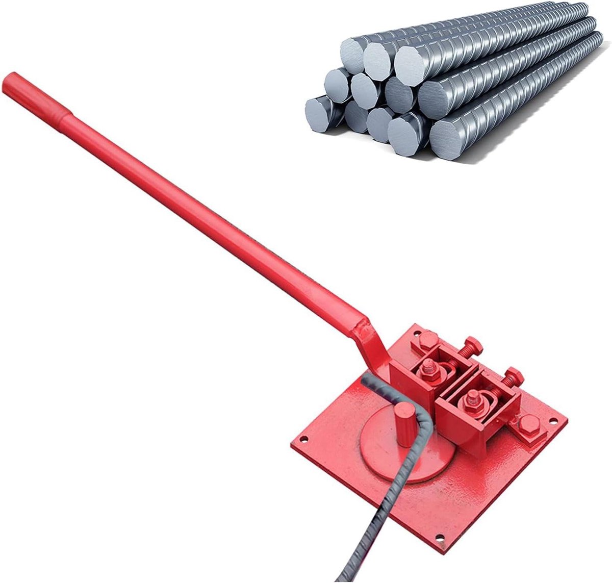 Handmatige Staafbuiger - Betonstaal buiger Handgereedschap - Metaal Vormgeven - Verstelbaar 1-15mm - 74 cm lengte - Rood