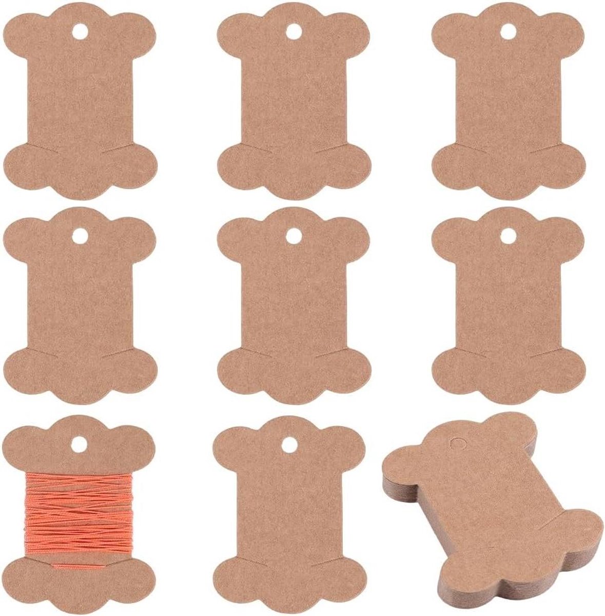 Papieren Spoelen - Garen Organizers - Draad Opbergen - Bot Vorm - 80 Stuks - Bruin