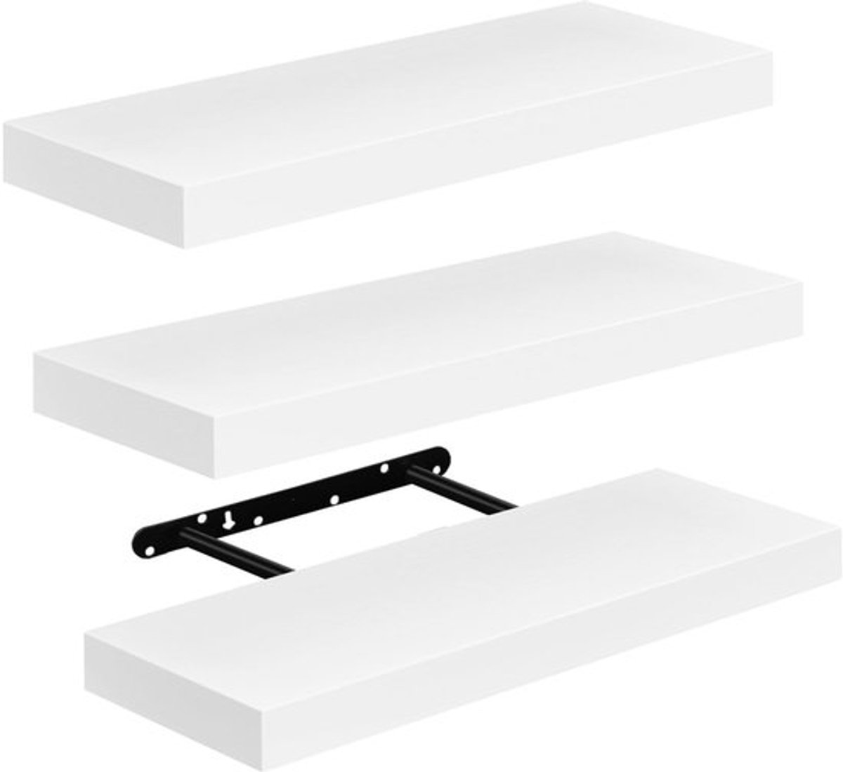 Zwevende Planken Set van 3 - Wandplank MDF-hout - Wandboekenkast - Decoratieve Rekken - Wit - Maximaal 10 kg draagvermogen