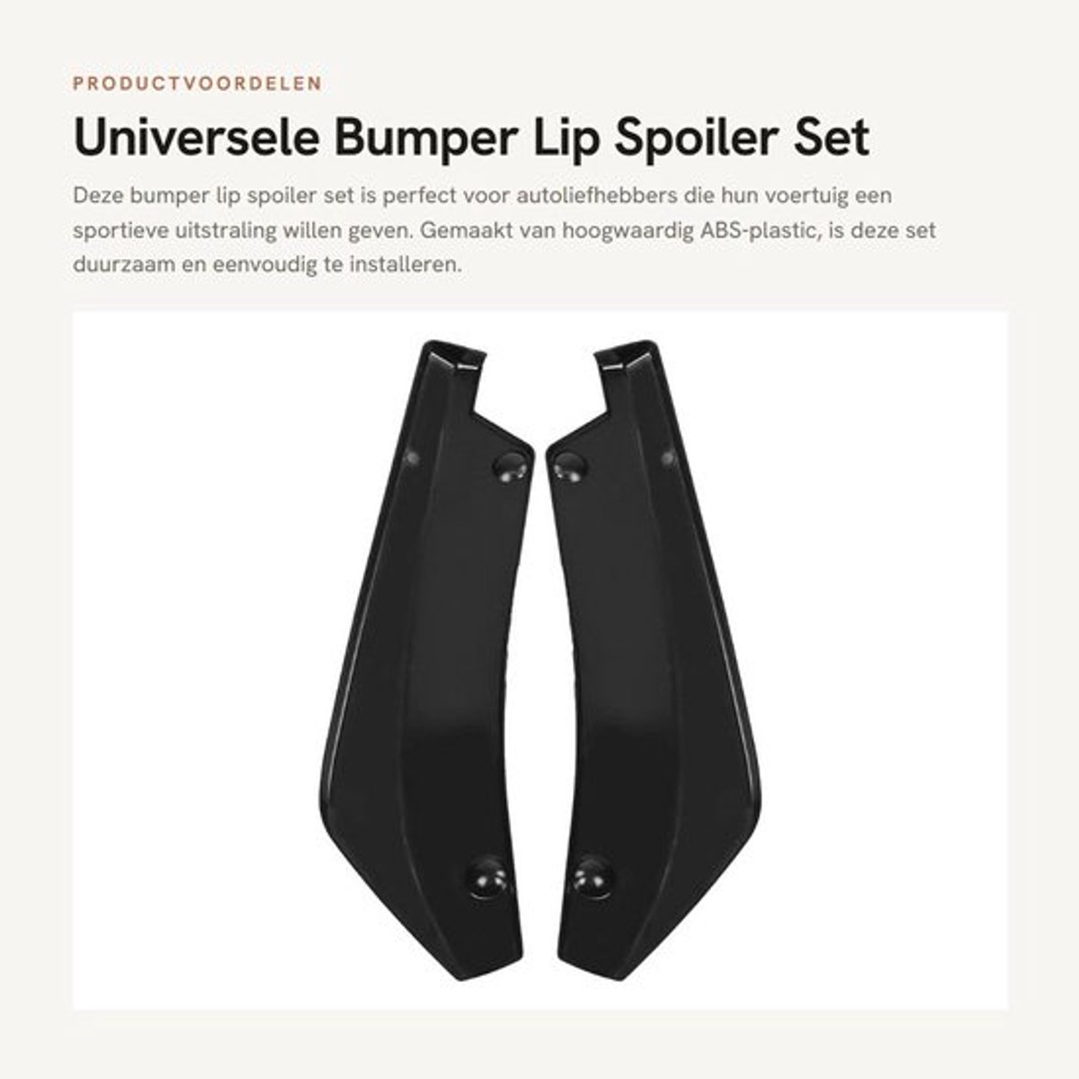 Bumperlip - 2 Stuks - ABS Kunststof - Achterbumper Spoiler - Bumperbescherming - Schokabsorberend - Universeel toepasbaar
